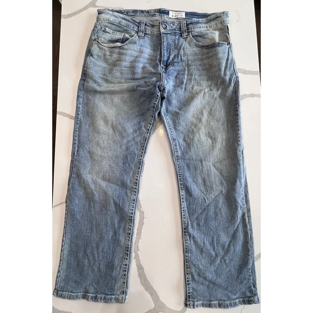 TK Axel Jeans Men's Size 36x30 (39x30) Blue Stretch Denim Bootcut‎ Jeans